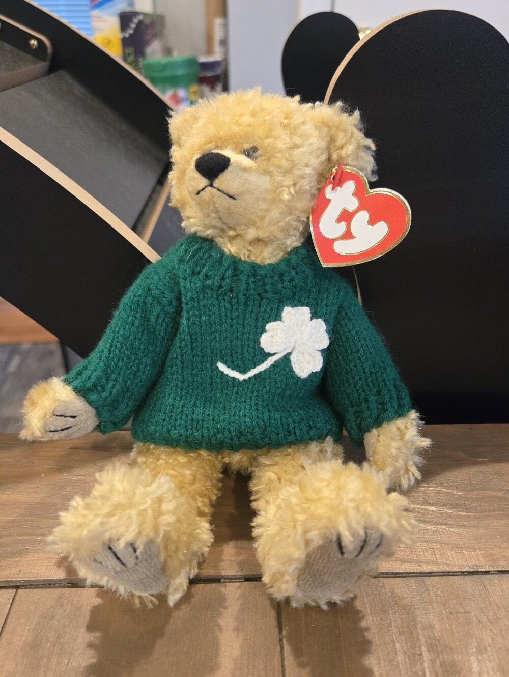 Vintage Ty Attic Shamrock Bear Blarney Jointed Stuffed Animal 1993 New